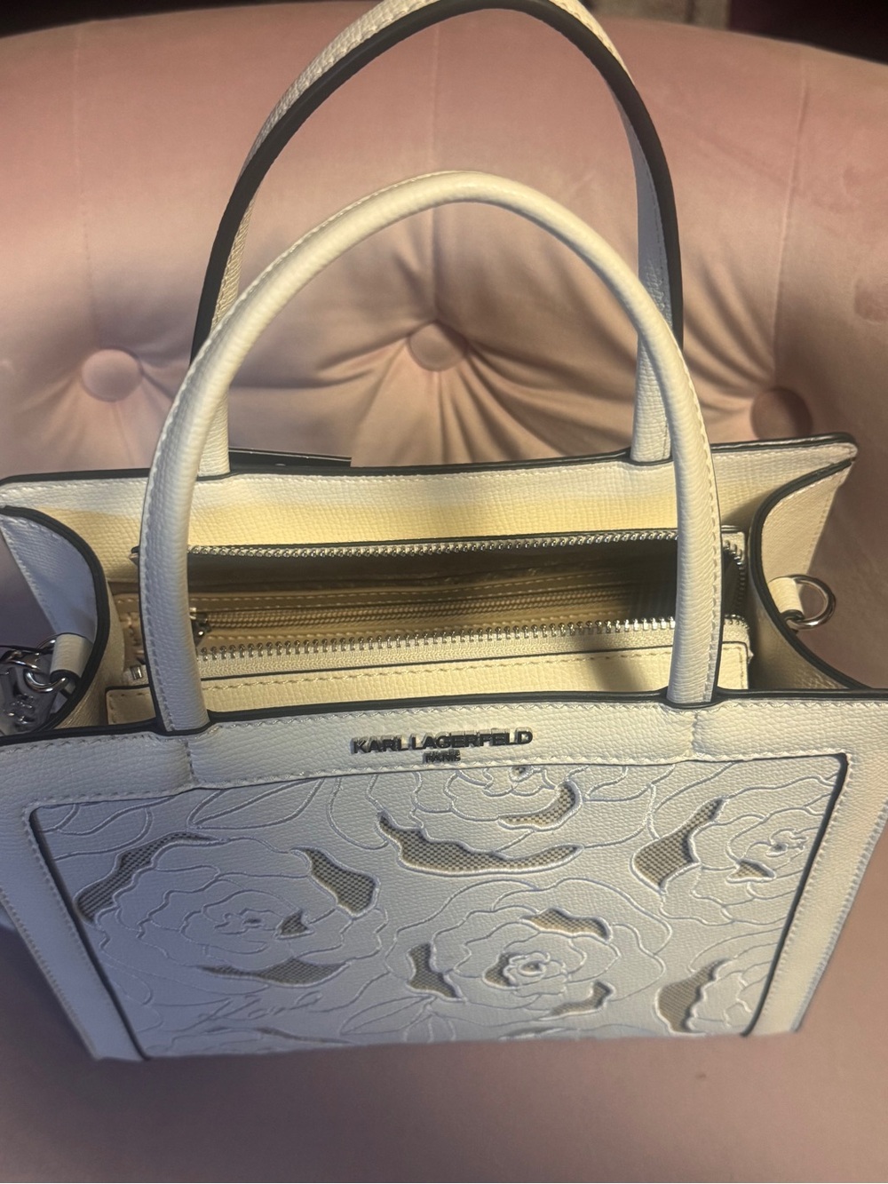 Karl lagerfeld Paris style L5JDC8BJ white medium floral handbag/purse - Picture 8 of 16